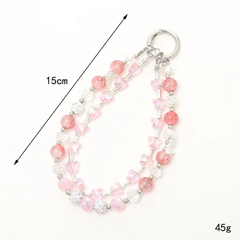 Fashionable Women's Crystal Butterfly Beaded Mobile Phone Chain, Luggage Key Chain Accessories, Mobile Phone Anti Loss Bracelet