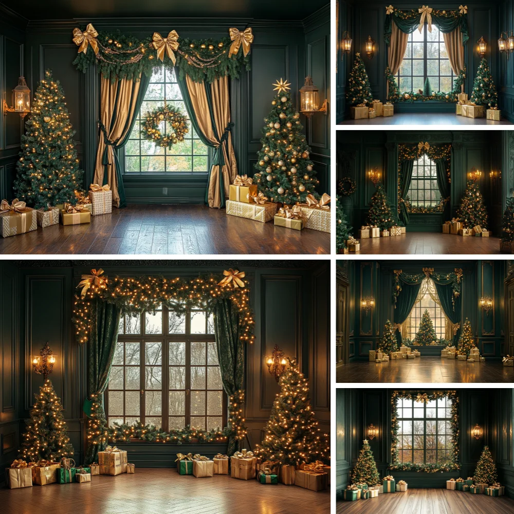 Photography Dark Cloth - Cenário de Natal Luxuoso com Painel