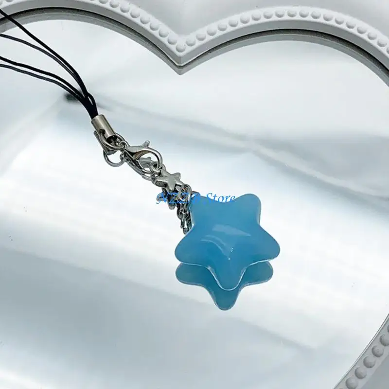 

T21F Jelly Star Cellphone Strap Colorful Phone Chain Handmade Detachable Phones Lanyard Pendant Keychains for Wallet Bags