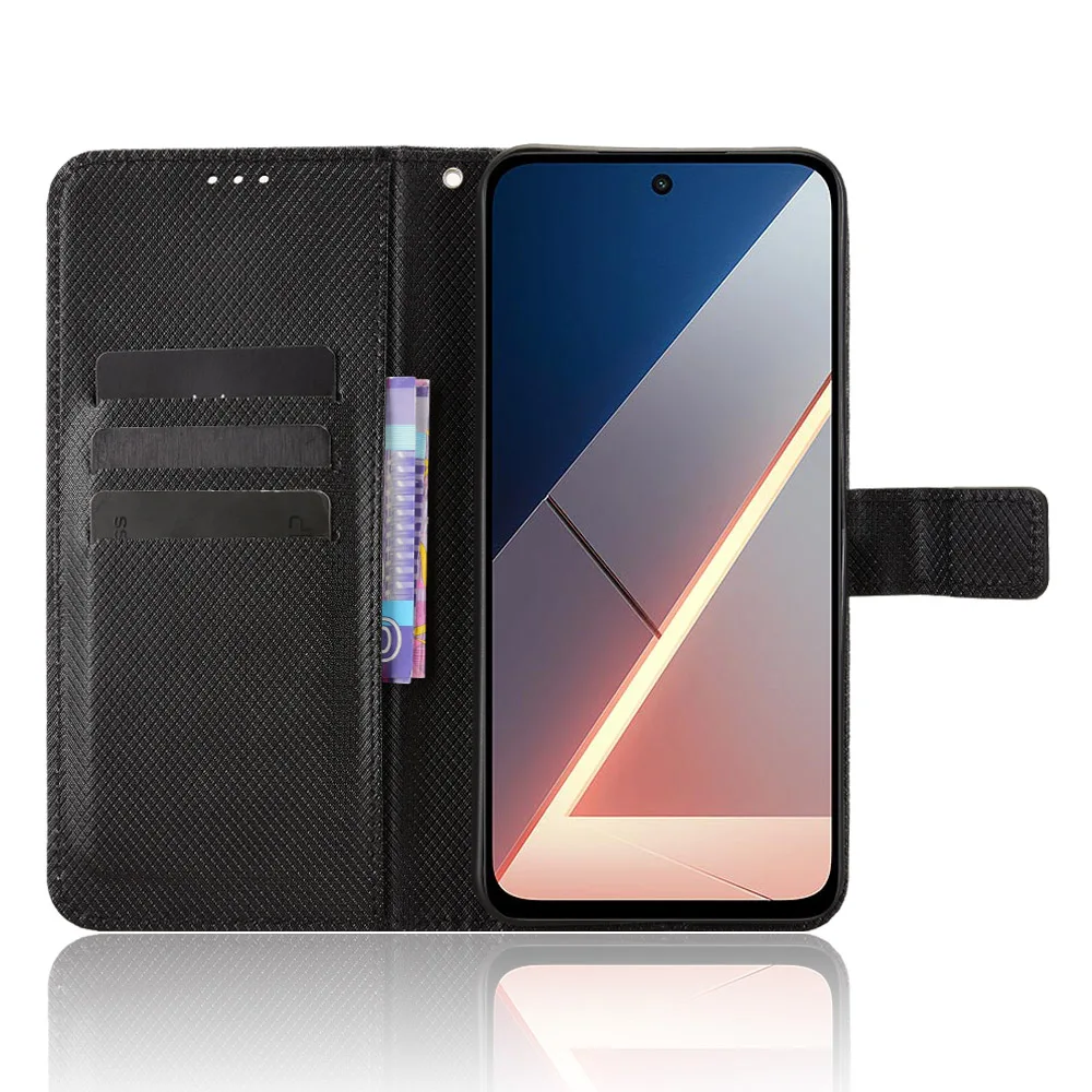 Wallet With Card Slot Stand Flip Leather Case For Xiaomi Poco M7 4G 169mm Anti-fall Strong Magnet Cover