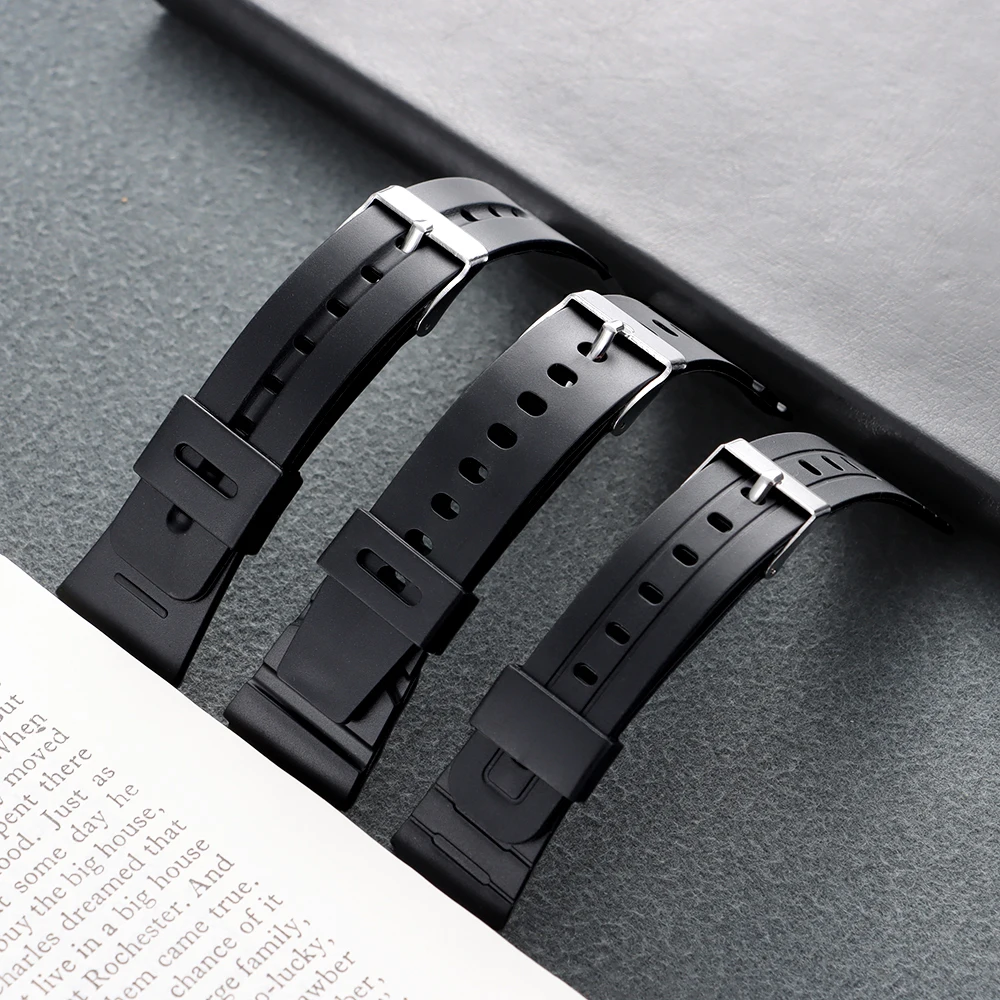 12/14/16/18/20/22mm Bracelet For CASIO Silicone Watch Strap for W800H SGW400 F91W F84 F105/108 A158/168 AE1200/1300 Resin Belts view 3