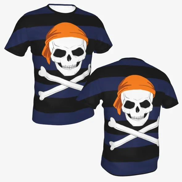 تي شيرت صيفي برسومات جمجمة القراصنة وسيف لعام 2025، "تي شيرت أسود عتيق للرجال والنساء، قميص بنمط المغامرة الجريئة #1