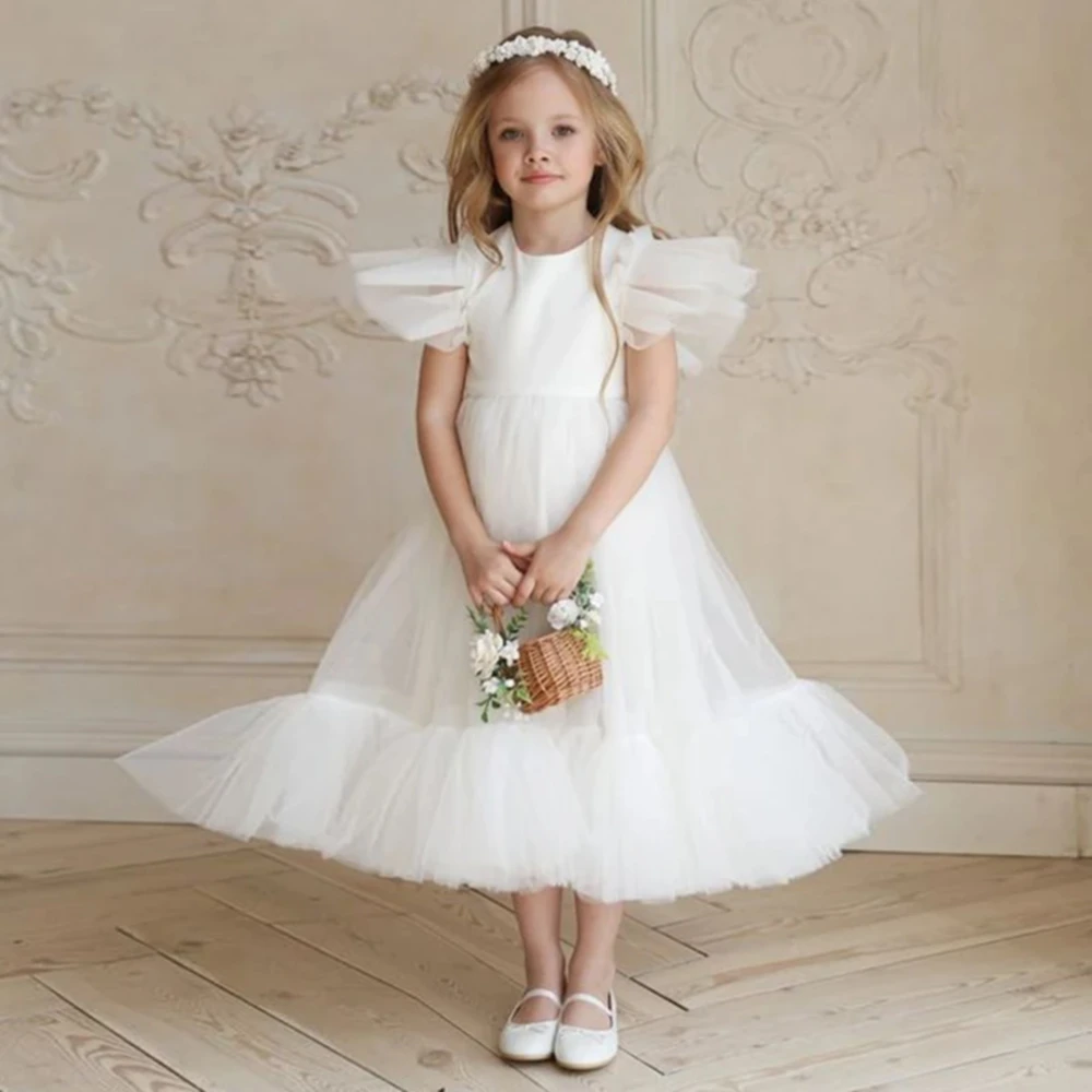 Vestido infantil de florista, vestidos de noiva para crianças, vestidos de tule rosa, vestidos de festa boutique, vestidos elegantes, novos