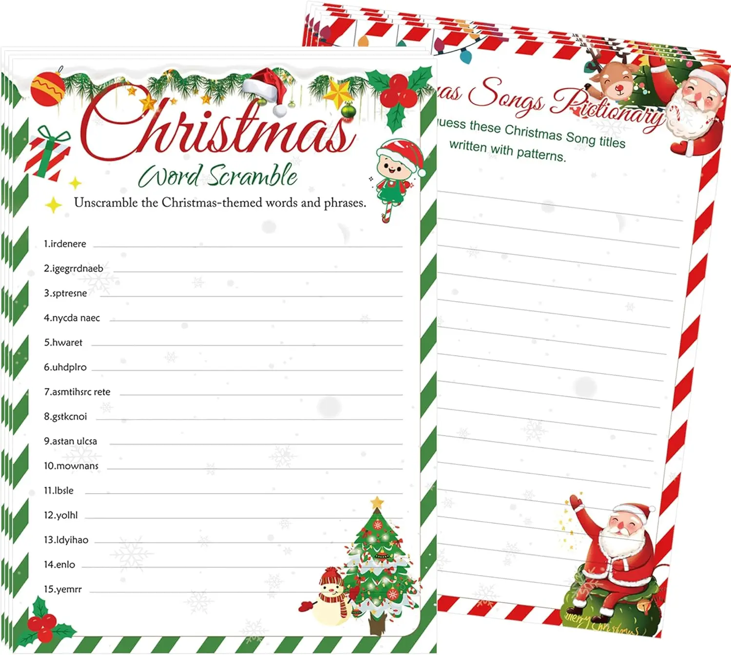 

Christmas Party Games Card 30 Pcs Christmas Question and Answer Cards Christmass Words Search Word Game Card Word Scramble