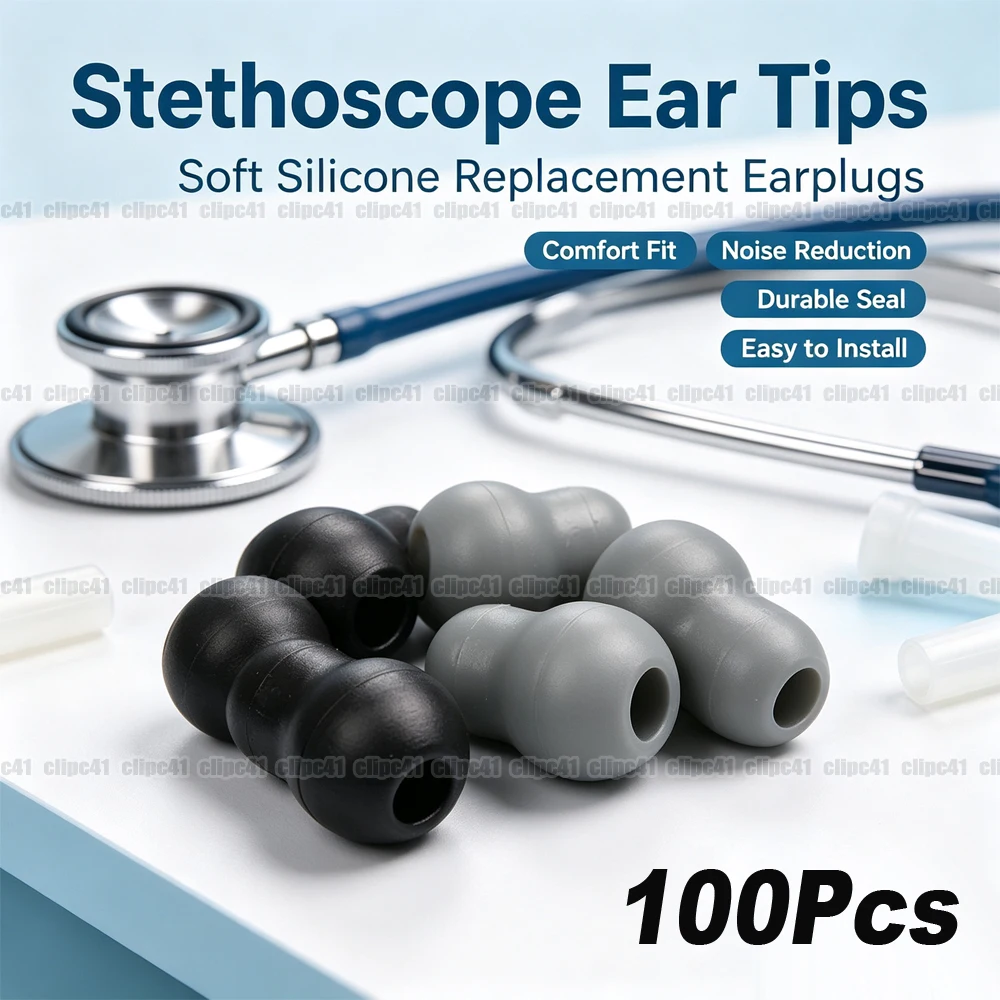 100Pcs/Lot Soft Silicone Black Ear Tips Replacement Earplug Earpieces Earbuds For Stethoscope Universal Super Comfortable