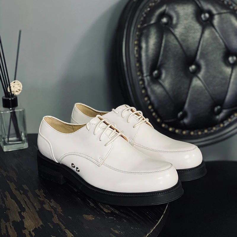 تصميم جديد أسود جولة تو جلد طبيعي جودة عالية ديربي أحذية من الجلد الرجال فستان مكتب أحذية الزفاف الذكور #4