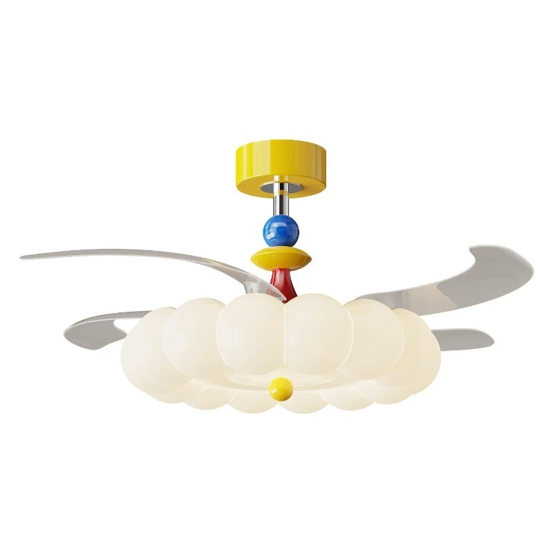 

New fan light integrated cream wind bedroom dining room invisible eye protection ceiling fan light 412L