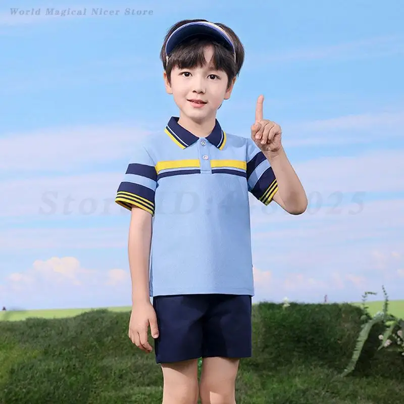 Meninos meninas uniforme escolar das crianças roupas esportivas verão crianças agasalho camisa shorts roupa uniforme de classe saia curta conjunto traje