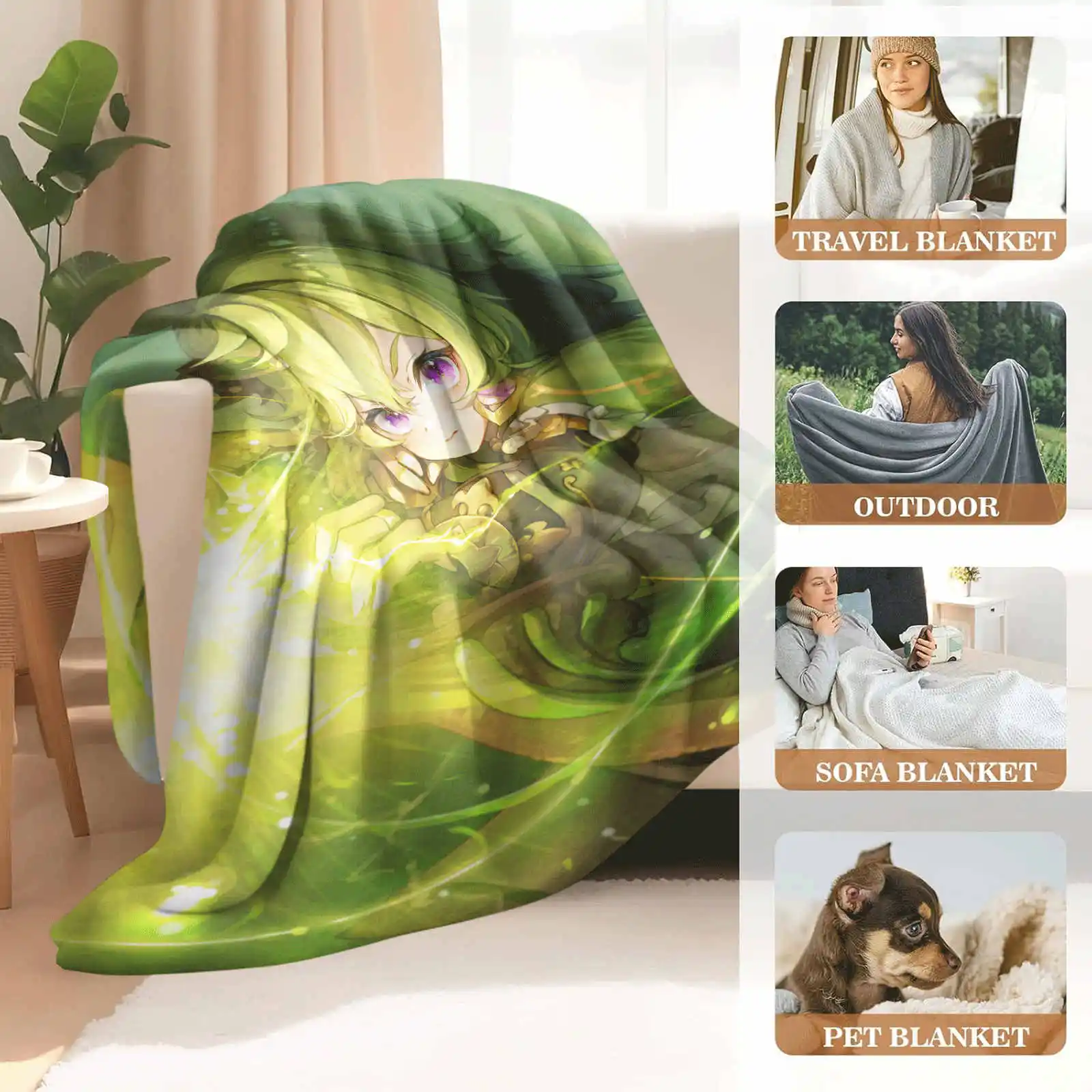 Genshin Impact 콜레이 담요 플란넬 낮잠 소파 가을 겨울 따뜻한 담요
