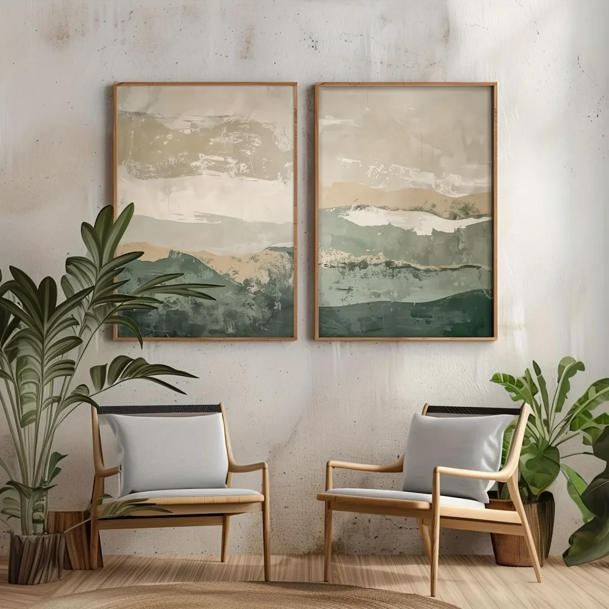 Multiple sizes 2pcs frameless Canvas PaintingIndia,2pcs/set Japanese Retro Wabi Sabi Mountains Abstract Canvas Print Poster Mode