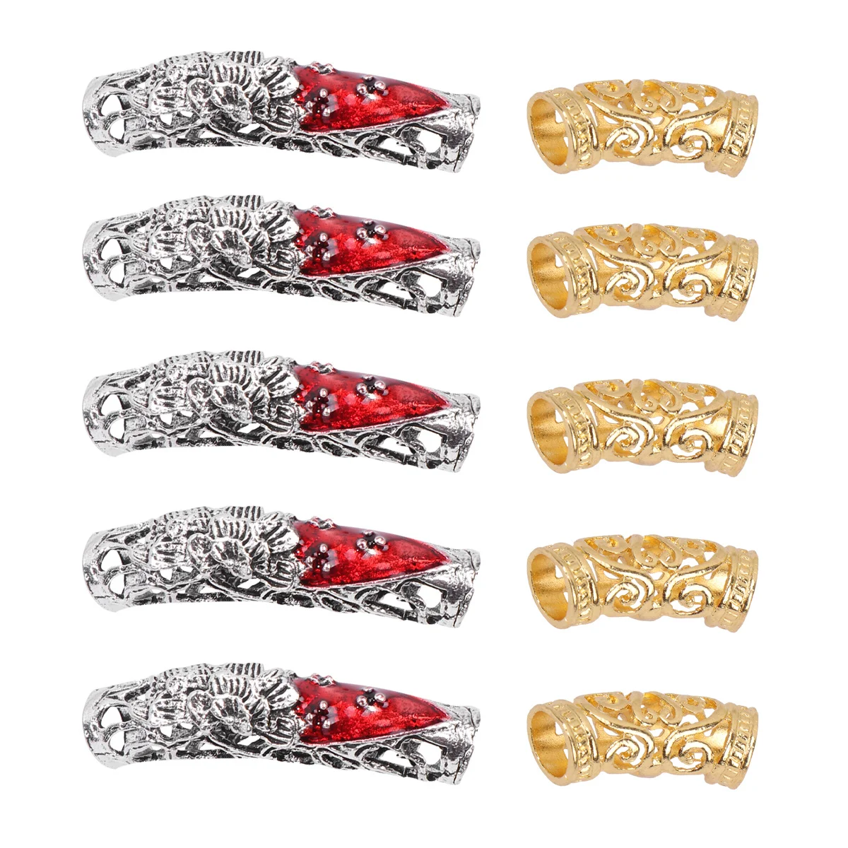 10 قطعة إكسسوارات الشعر المجدول القذرة أنابيب تخريمية سبيكة انحناء مكافحة الصدأ الأصفاد الشعر لمهرجان المجدل تجديل ديكور #6