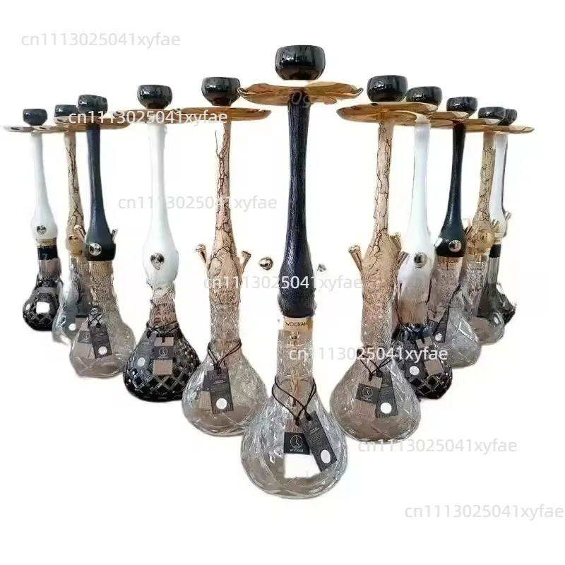 single tube hookah wooden rod with leather case Stainless steel glass