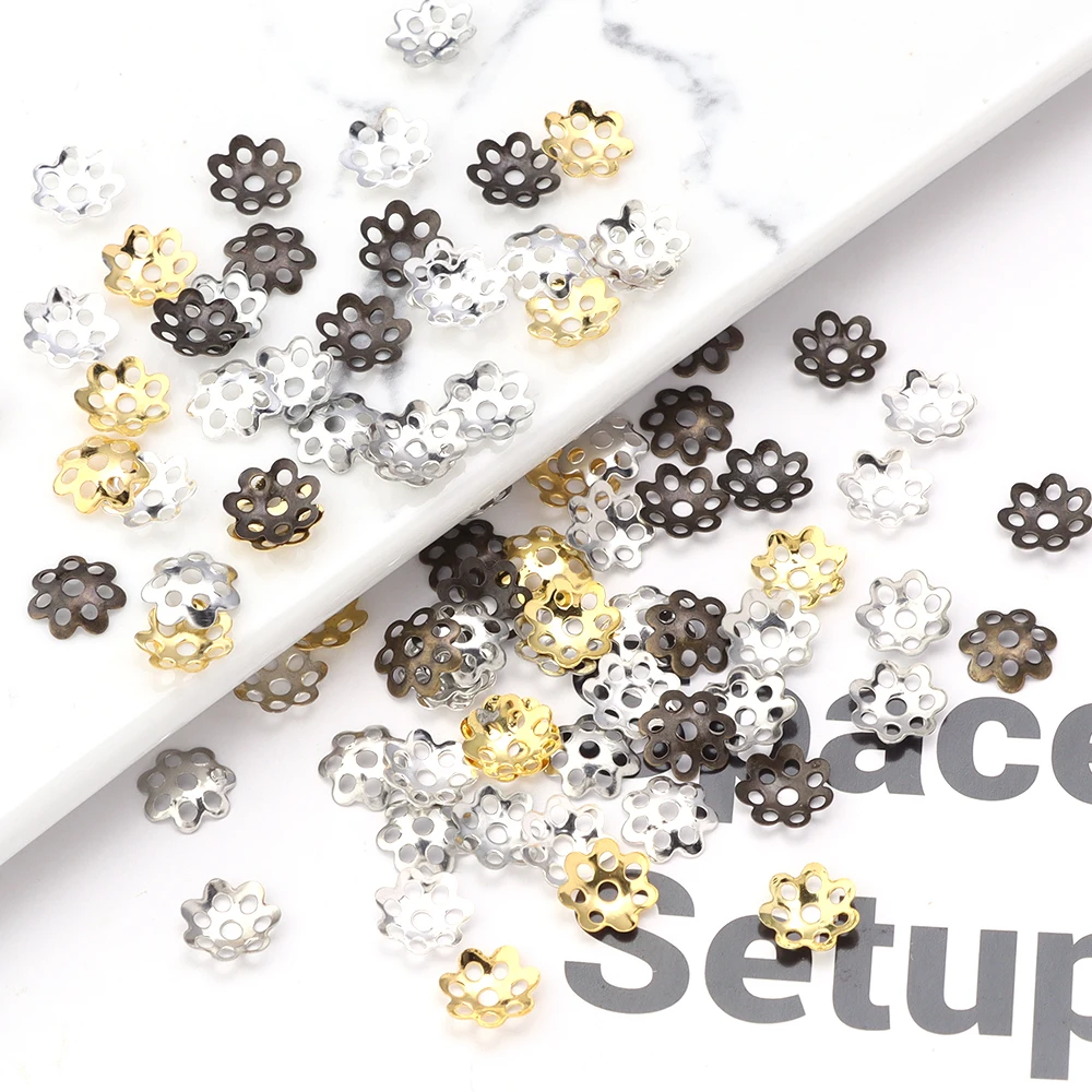 600pcs/Lot Hollow Flower Bead Caps for Jewelry Making Cone End Beads Cap Filigree Loose Spacer Bead DIY Earrings Bracelet