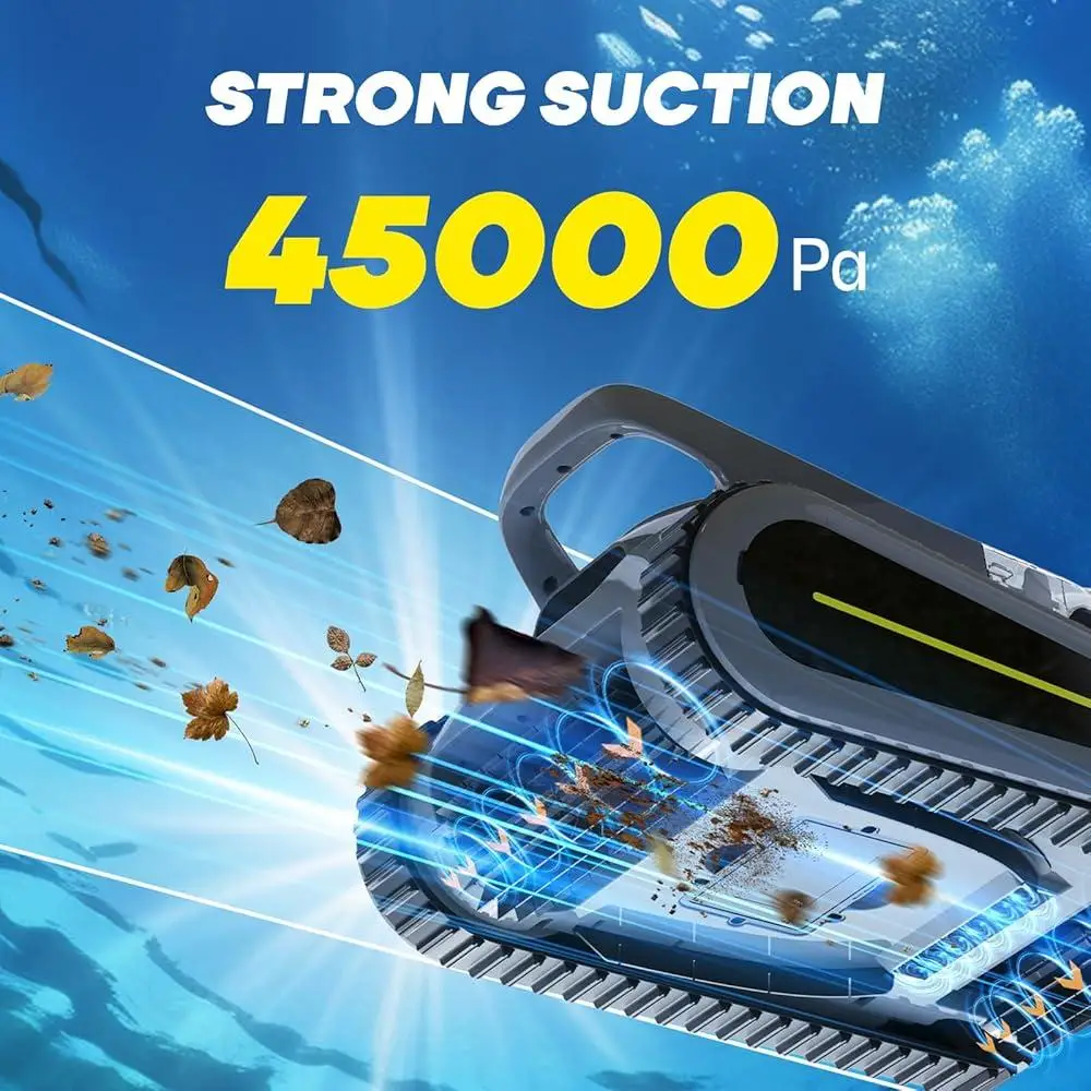 Robotic Pool Vacuum Cleaner Automatic Wall Climbing Cleaner Inground and Above Ground Pools with High Suction Power and