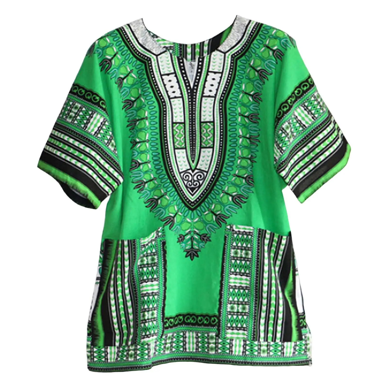 

Рубашка унисекс в африканском стиле Dashiki с V-образным вырезом и коротким рукавом, удобная летняя одежда One ze Green