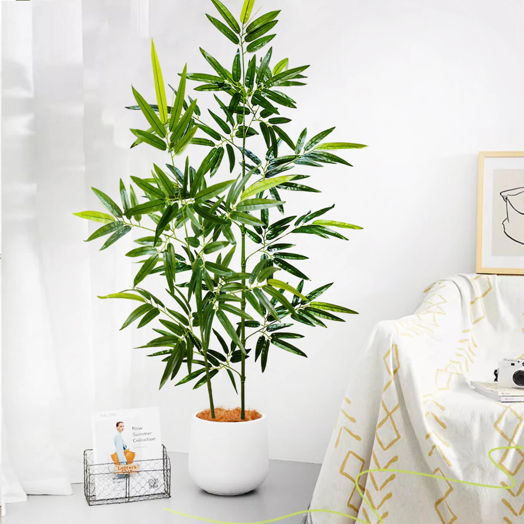 100-240cm/94.4in Artificial Bamboo and Monstera Plants, Fake Palm Trees, Tall Green Plants, Suitable for Home, Garden view 4
