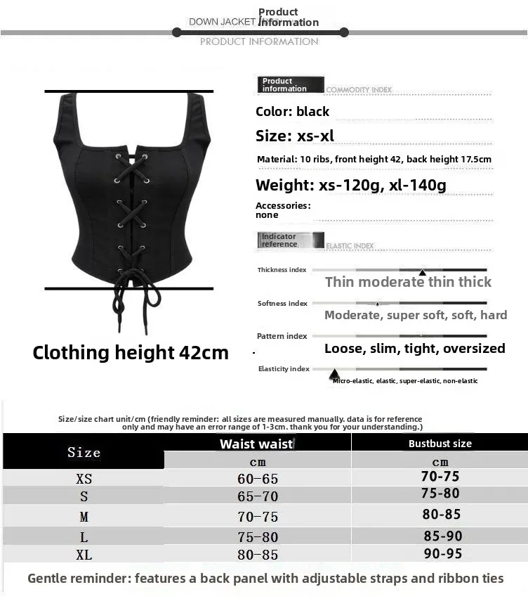 Top Corsé Negro Sexy para Mujer, con Aros, Tirantes Anchos y Cordones, Estilo Gótico, Ropa de Club, Fiesta, Rave