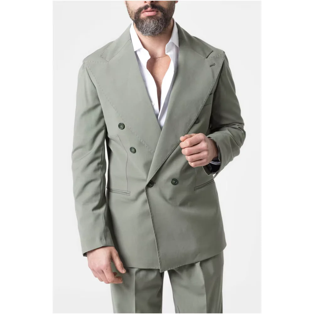 

Костюм Homme на заказ, комплект из двух предметов, куртка, брюки, двубортный пиджак с широкими лацканами для свадьбы, жениха, Terno, повседневная мужская одежда