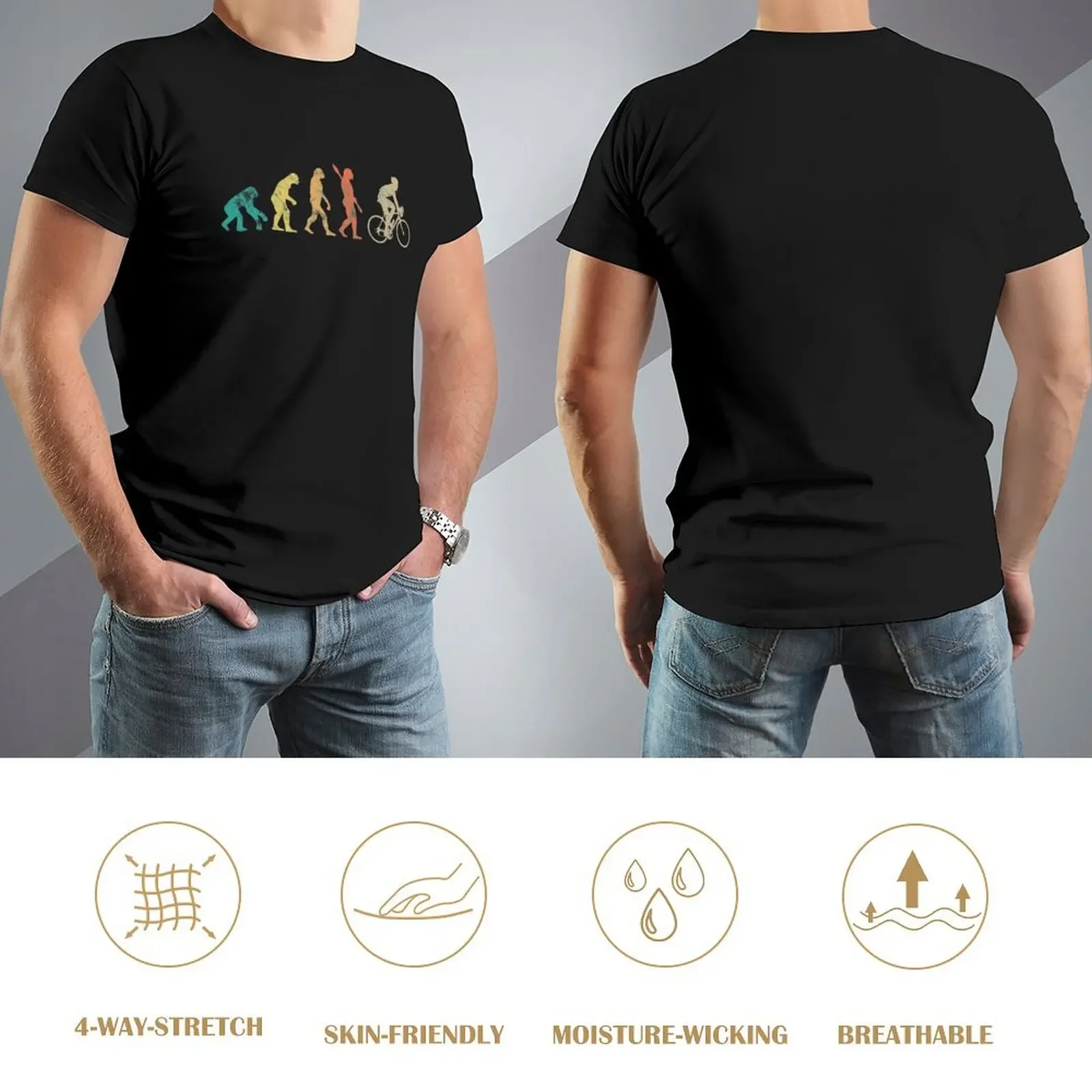 Retro Herren Evolution Radfahren Geschenk für Radfahrer T-Shirt ästhetische Kleidung personalisierte T-Shirts für Männer