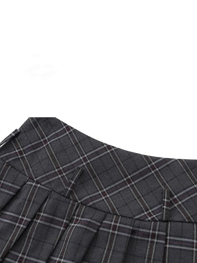 تنورة نسائية قصيرة ذات ثنيات منقوشة كلاسيكية على طراز الكلية بتصميم كلاسيكي Y2K نصف تنورة صيفية على شكل حرف A