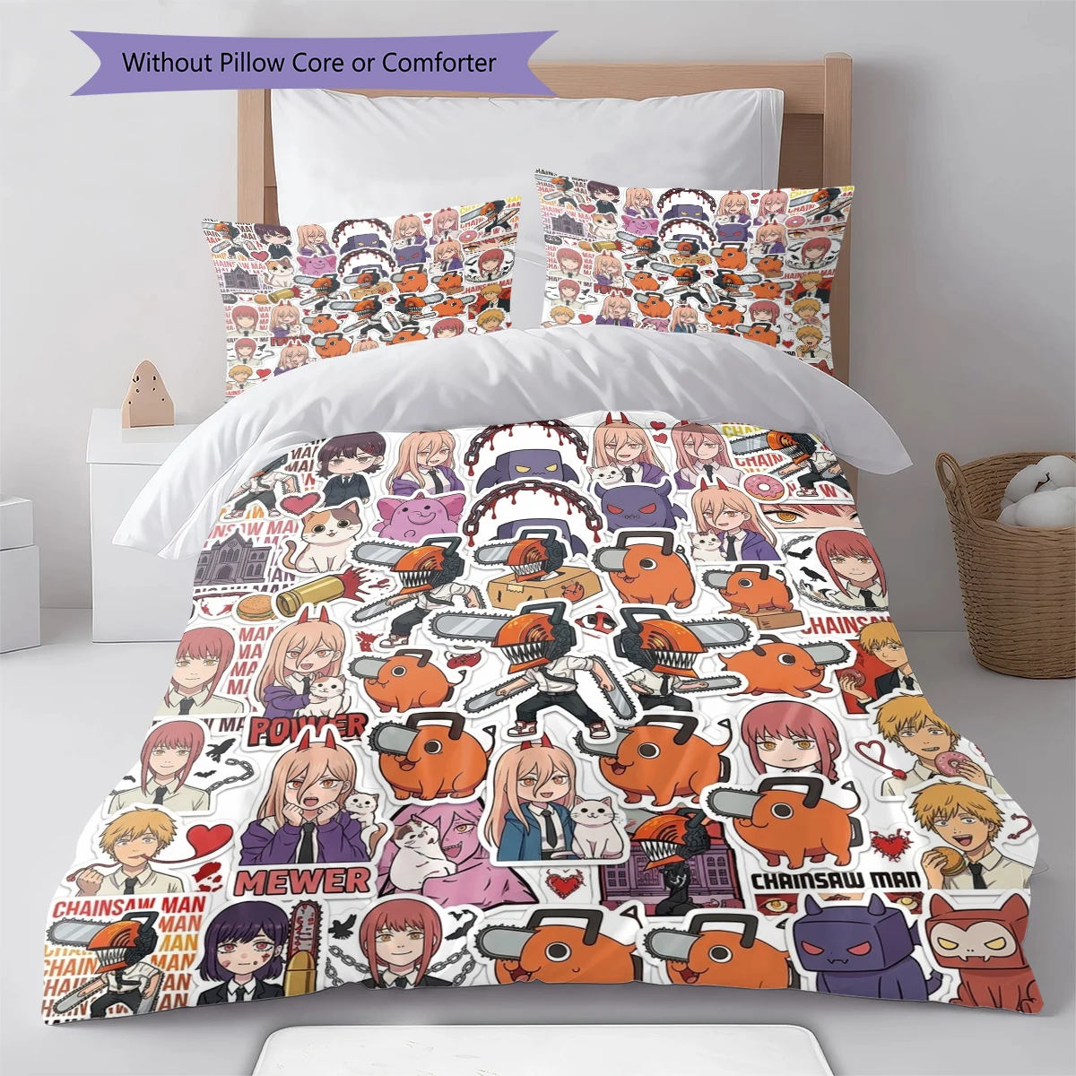 Chainsaw Man Duvet Cover Comfortable Soft, Children Bedding Gift Set, Extra Large  Various Sizes -HE12