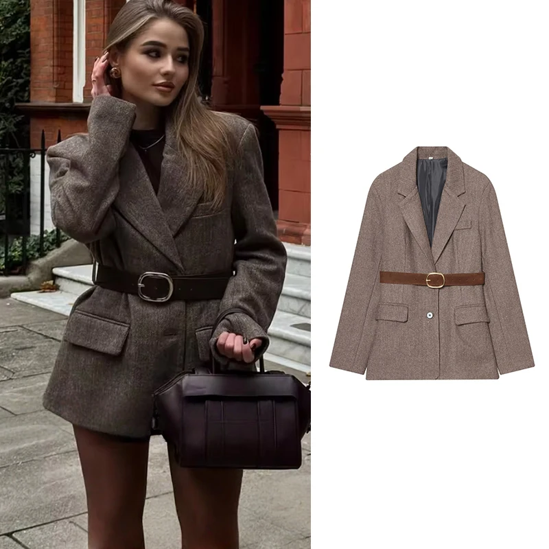 

2025 New Jackets Autumn Women's Blazers Chic Straight Elegant Long-Sleeved Warm Coats Fashion Youth Travel Holiday Street Jacket