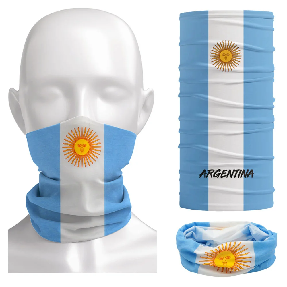 Bandana con bandera de Argentina transpirable de verano, protector facial sin costuras para fanáticos del mundo del fútbol, diadema para deportes al aire libre, polaina para el cuello