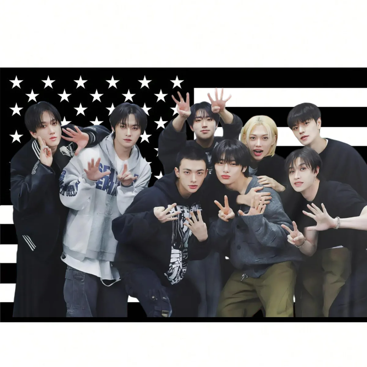 Stray Kids recital width Powder-colored national flag Powder activity with participation of 8 members Durable home decoration