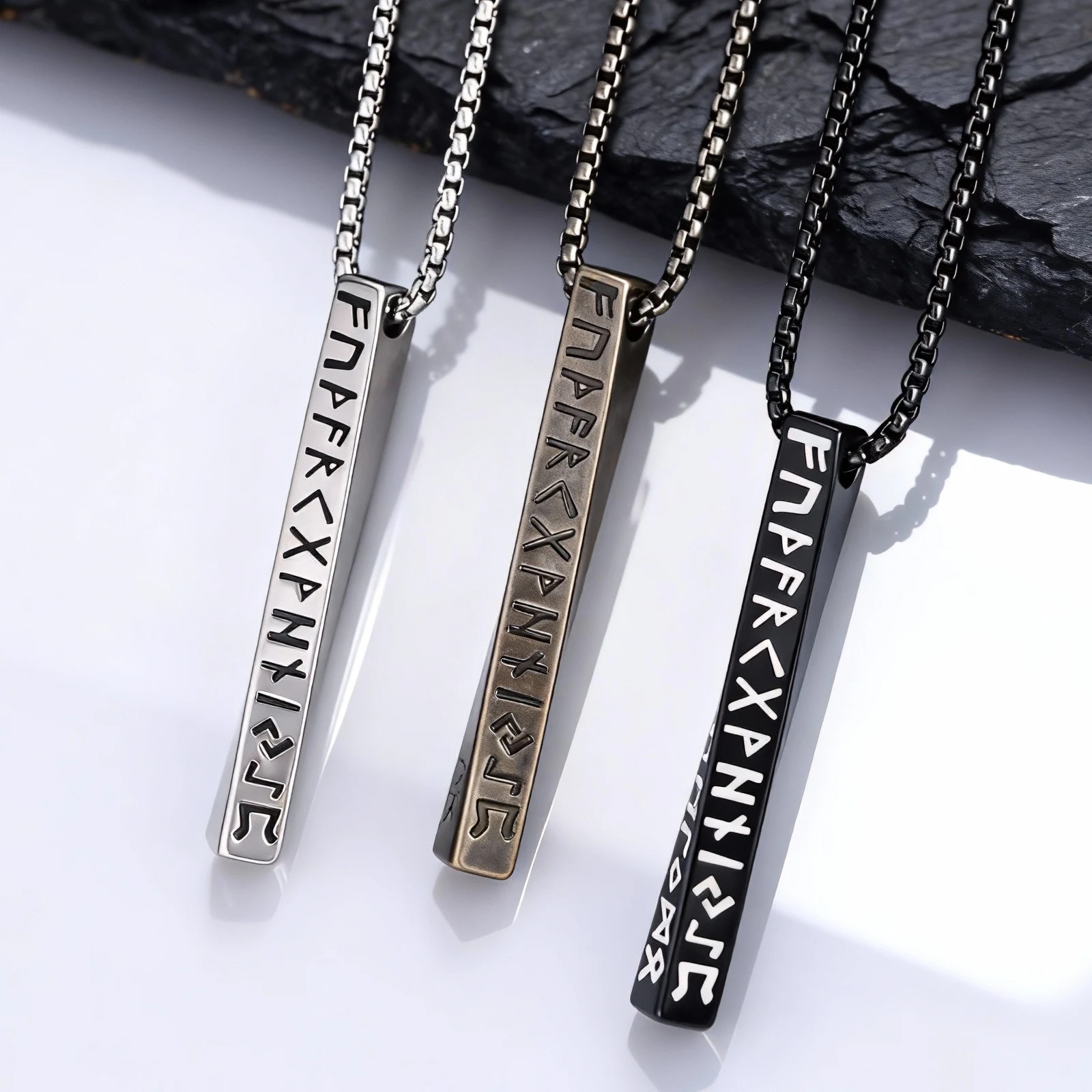 Herren Wikinger Rune Talisman Halskette, Vintage Edelstahl Mobius geometrische Halskette, Schmuck Geschenk für BBF Papa Sohn Ehemann – Detail 4