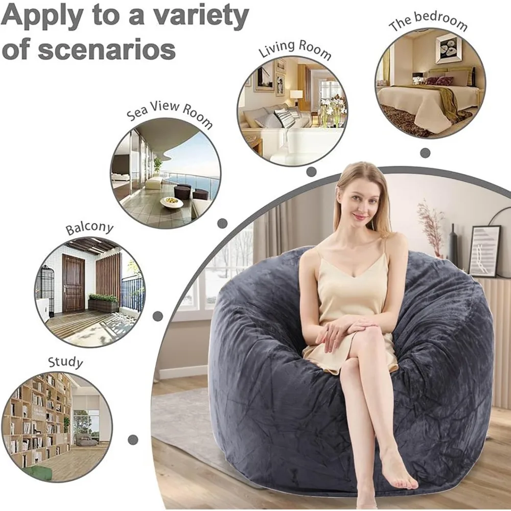 كرسي بين باج للبالغين مملوء بإسفنج الذاكرة للقراءة والراحة المريحة #5