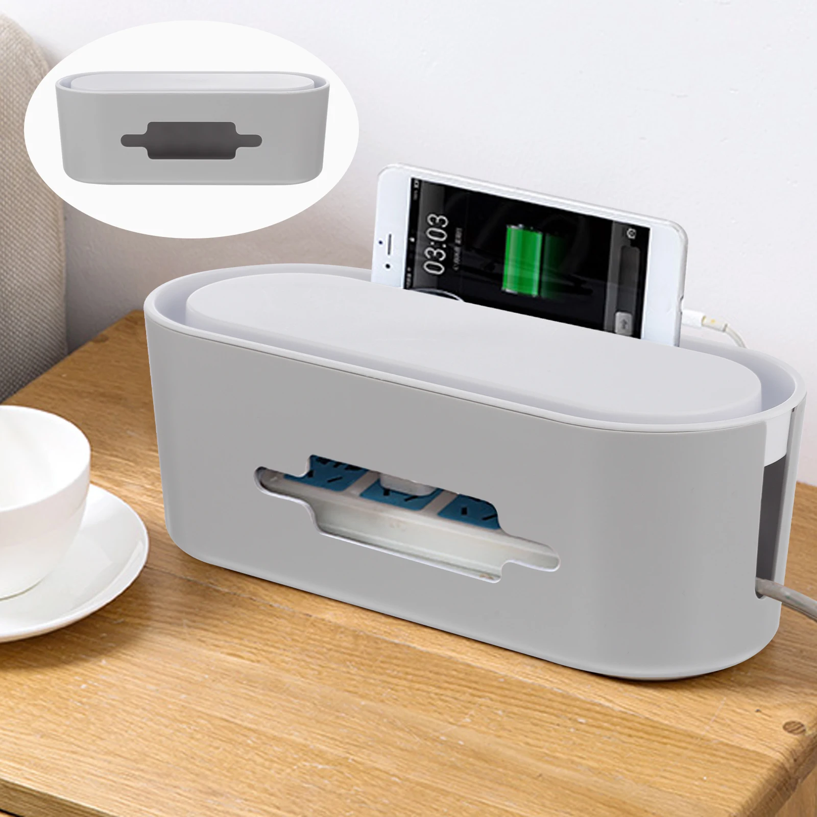 

1pc Power Strip Cable Organizer Box Household Cord Storage Holder for USB Hubs Adapters Tidy Desktop High-Strength Plastic Large