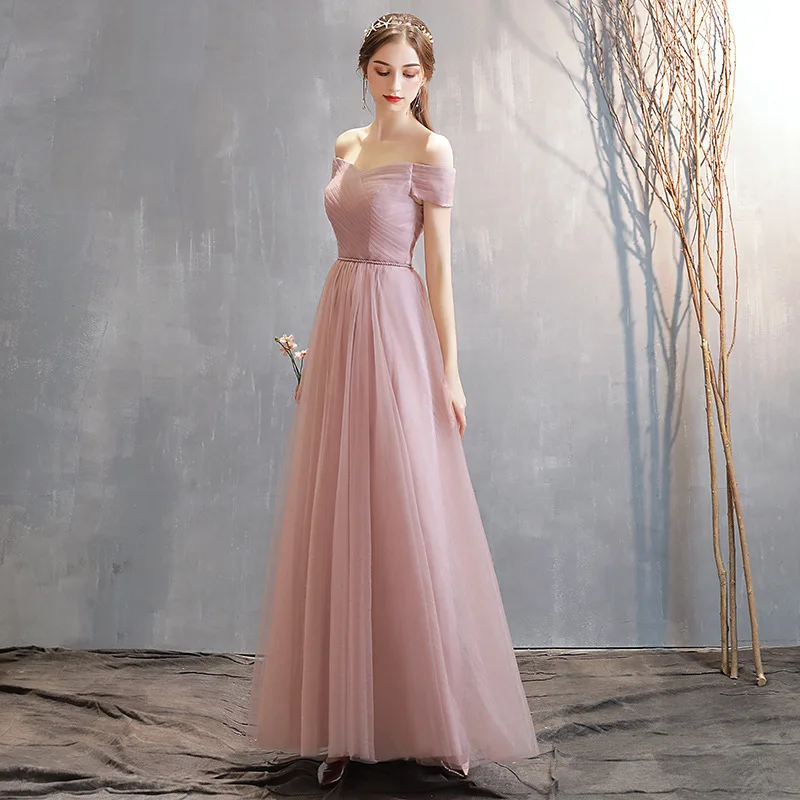 Sweet Pink Bridesmaid Dress Elegant One Shoulder Butterfly Wedding Ceremony sisters Group Dress Classic A-Long Party Dresses