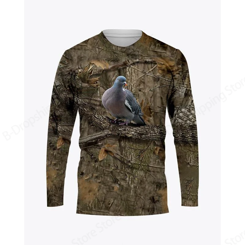 Men's Long Sleeve T-shirt 3d Camouflage Hunting Animals Print Tshirt Men Women Fashion Snowflake T shirt O-neck Loose Tops Tees