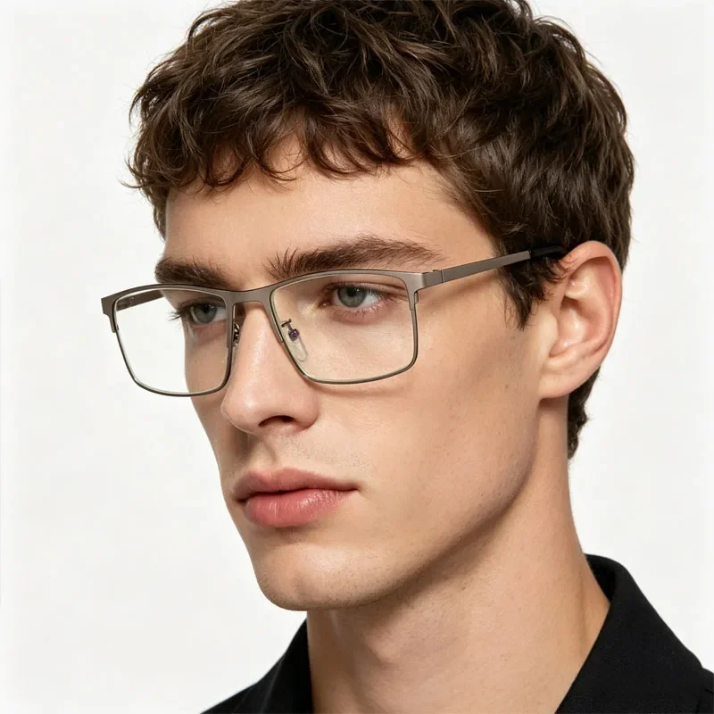 Men Metal Half Frame Reading Glasses Business Reader Presbyopia Eyewear Mens Blue Light Blocking Optical Eyeglasses +1.0 1.5 2.0