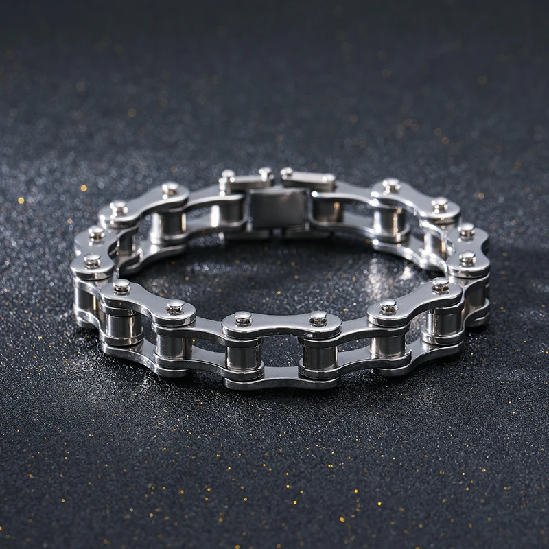 Stainless Steel Biker Chain Bracelet Mens Bracelet Link Chain Motorcycle Bicycle Style Bracelets Fashion Punk Bangles Jewelry