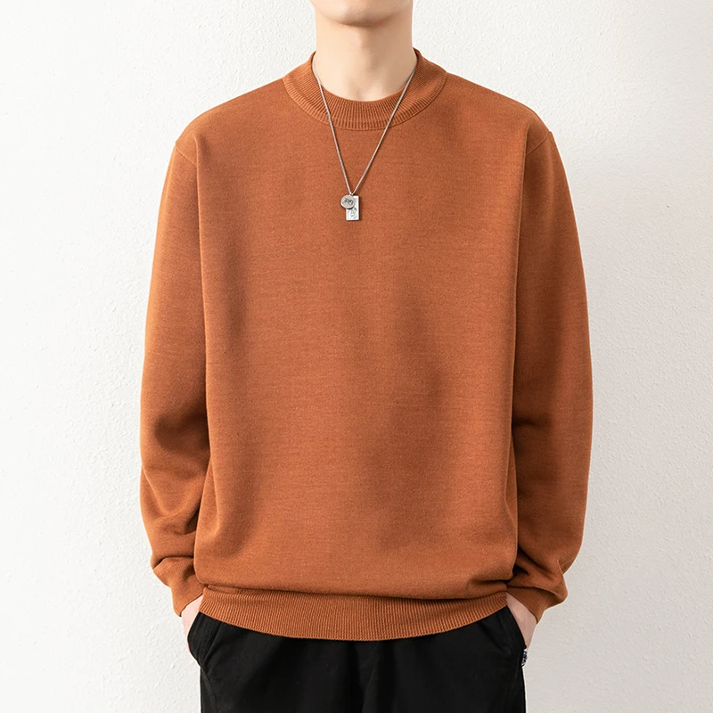 

Men's Autumn and Winter Half-high Collar Sweater Pure Color Fleece Thickened Warm Versatile and Perfect As A Base Shirt