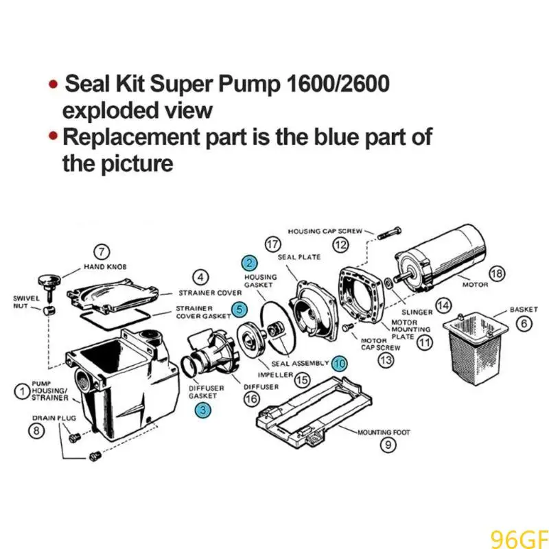 96GF Replacement Super Seal for SP1600 SP2600 2600X X SPX1600TRA SP1600Z2 PS201 SPX1600R SPX1600S SPX1600T