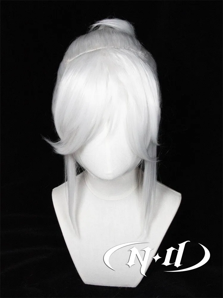 Game Valorant Jett Cosplay Wig Silvery White Cosplay Wigs Halloween Role Play Costume Party Girl Heat Resistant Synthetic Wigs