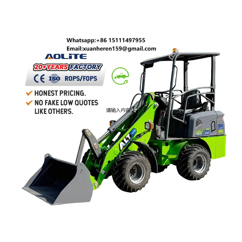 High Efficiency Four Wheel Drive Electric Loader Self Loading Mini Tractors with Front End Loader
