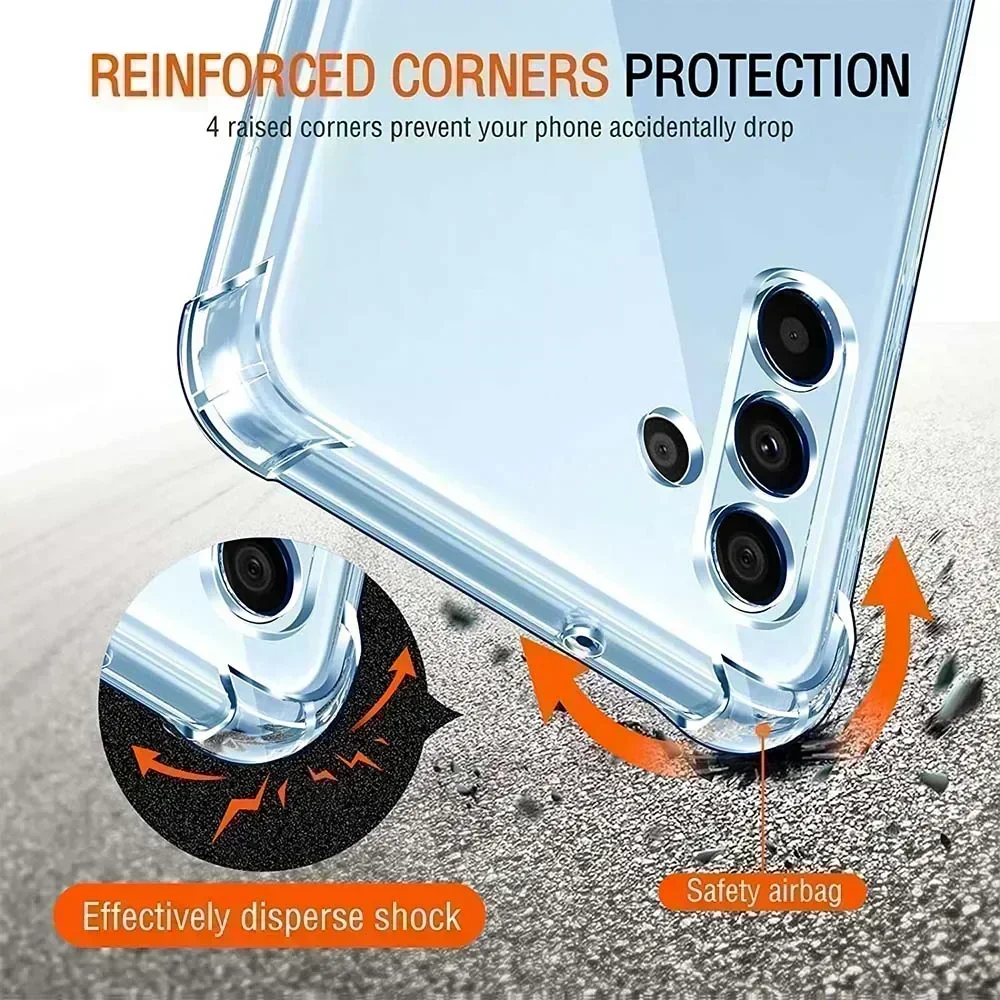 Funda transparente para Samsung Galaxy A55 A35 A25 A05 A05S A15 A14 4G A24 A34 A54 A13 A23 A33 5G, funda gruesa de silicona a prueba de golpes para teléfono