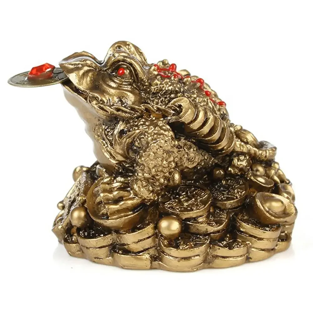 2024 Chinese Fengshui Ornament  Lucky 3-Leg Frog Wealth Toad Animal Figurine Statue for Home House Office Desk Table Decoration