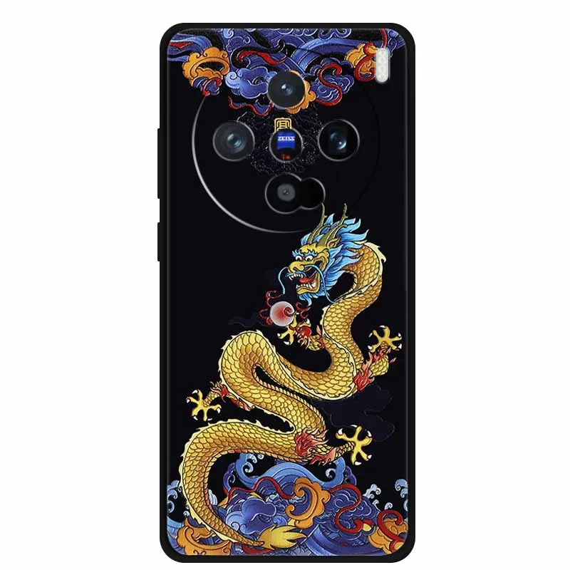 3D Relief Emboss Case For Vivo X200 Pro Mini 5G iQOO 13 Neo 9s Pro Z9 Turbo Z9x X100 Ultra Case Black Silicone Soft Back Cover