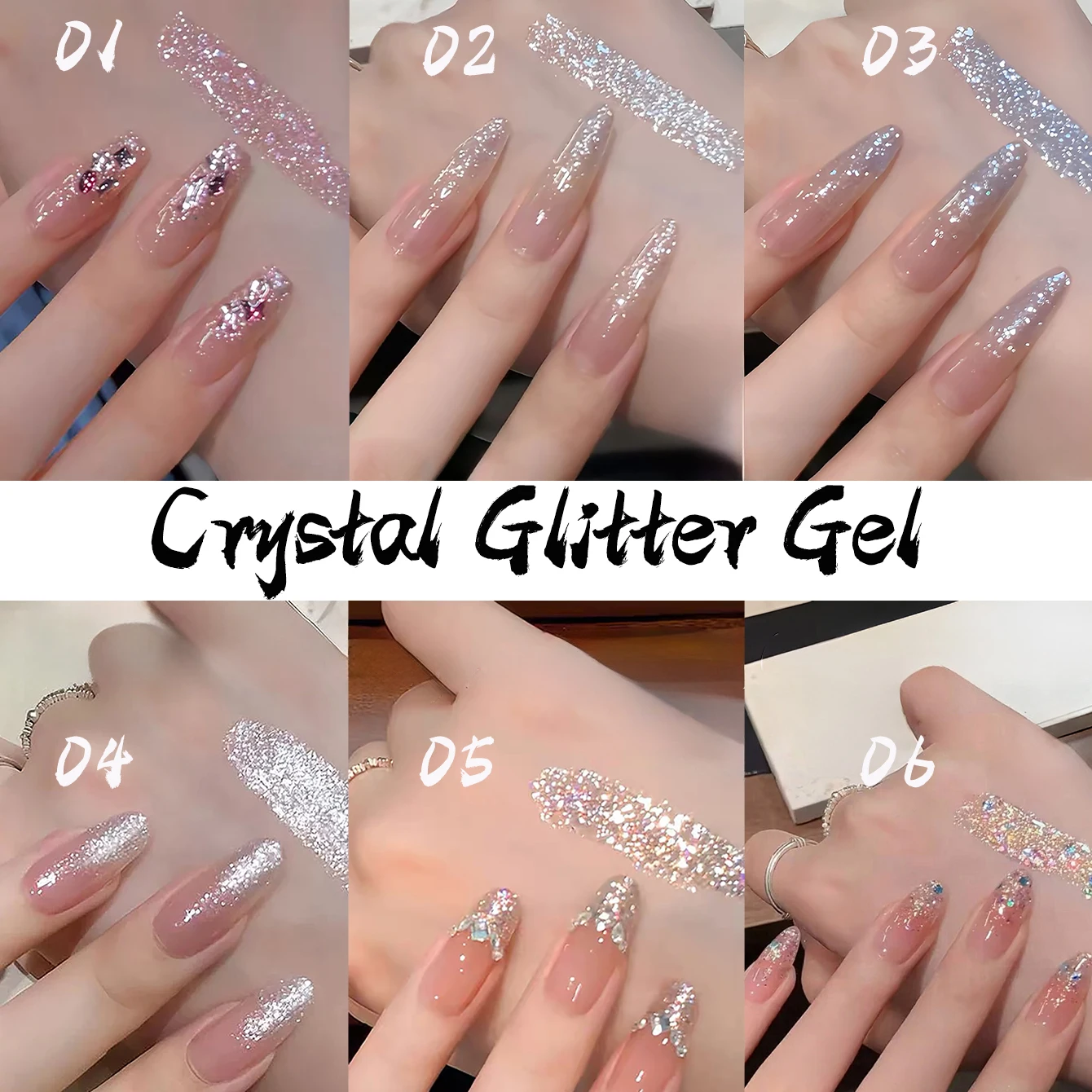 ZH 1PCS The latest 2026 model Sparkling Pink Crystal Glitter Nail Gel Polish Specially for Nail Salons