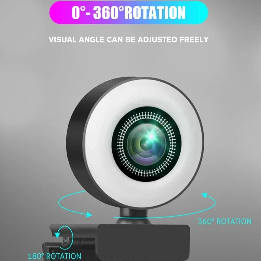 4K 2K 1080P Webcam Light Control Full HD 8MP Webcam PC Laptop Auto Focus Live Streaming Flexible with Microphone Live Broadcast