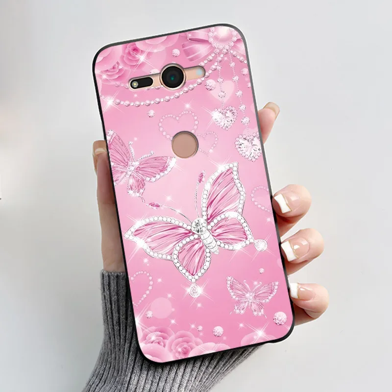 Printing Pattern Case For Sony Xperia XZ2 Compact / SO-05K Fundas Soft Silicone Black Shell Cover Cute Flower Cartoon Casing view 2