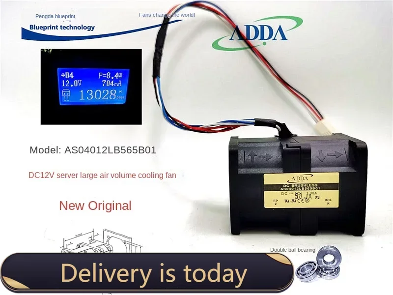 

New Adda As04012lb565b01 Double Ball 12 V1a 4056 4cm Server Cooling Fan 40*40*56MM