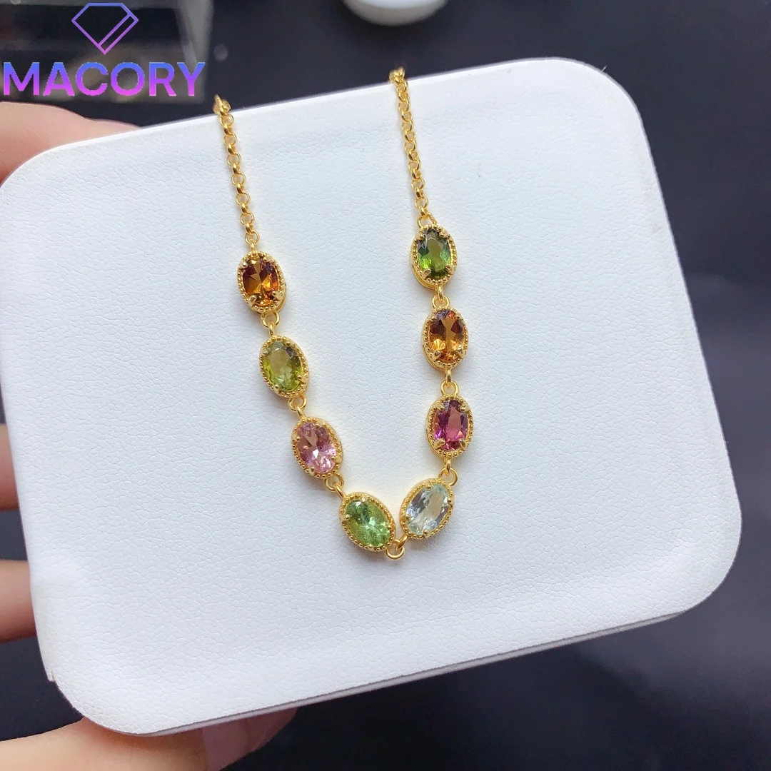 Natural tourmaline bracelet female 925 silver jewelry certification original luxury female jewelry new wholesale exquisite.