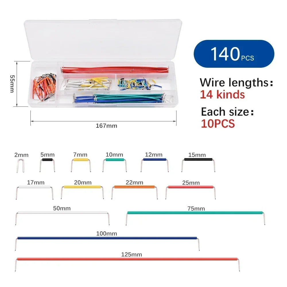 140/560/840pcs Electronic Diy Bread Circuit Board Jump Wire Test U Shape Solderless Prototype PCB Breadboard Jumper Cable Kit