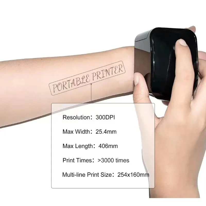 Mini Portable Handheld Inkjet Printer Tattoo Pattern Printer Waterproof Colorfast for Temporary Tattoo Art Design