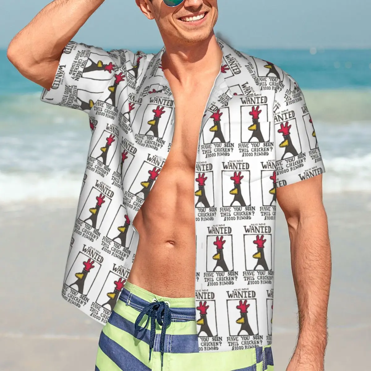 Avez-vous vu ce poulet chemises pour hommes chemise hawaïenne à manches courtes hauts à revers décontractés pour la plage d'été